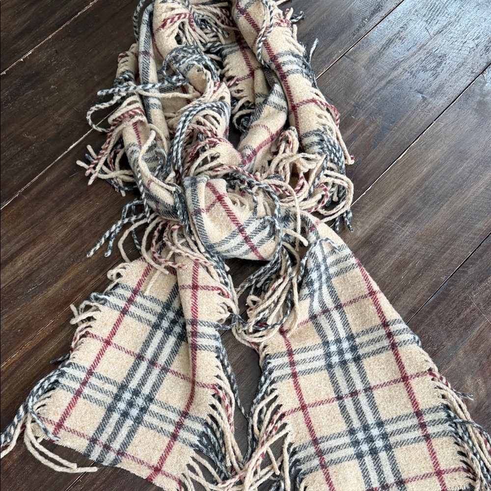 Authentic Burberry Plaid Fringe Scarf
